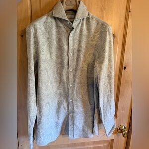 Brunello Cucinelli Light Gray Paisley Shirt Jacket